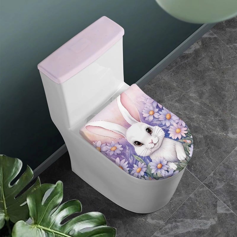 CREAMIC Easter Toilet Lid Cover and Tank Lid Cover Machine Wash Bathroom Super Soft Toilet Lid Cover Set Seat Covers Fits Most Lids for Accessories Decor or Holiday Decoration - Image 1